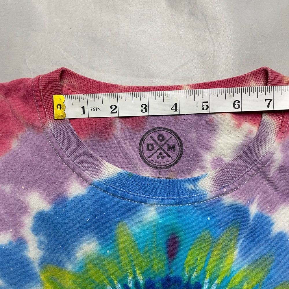 DOM Psychedelic Tie Dye T-Shirt L Mushroom Graphic Trippy Rave Streetwear Grunge - Picture 9 of 12